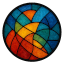 a very cool logo that looks like stained glass